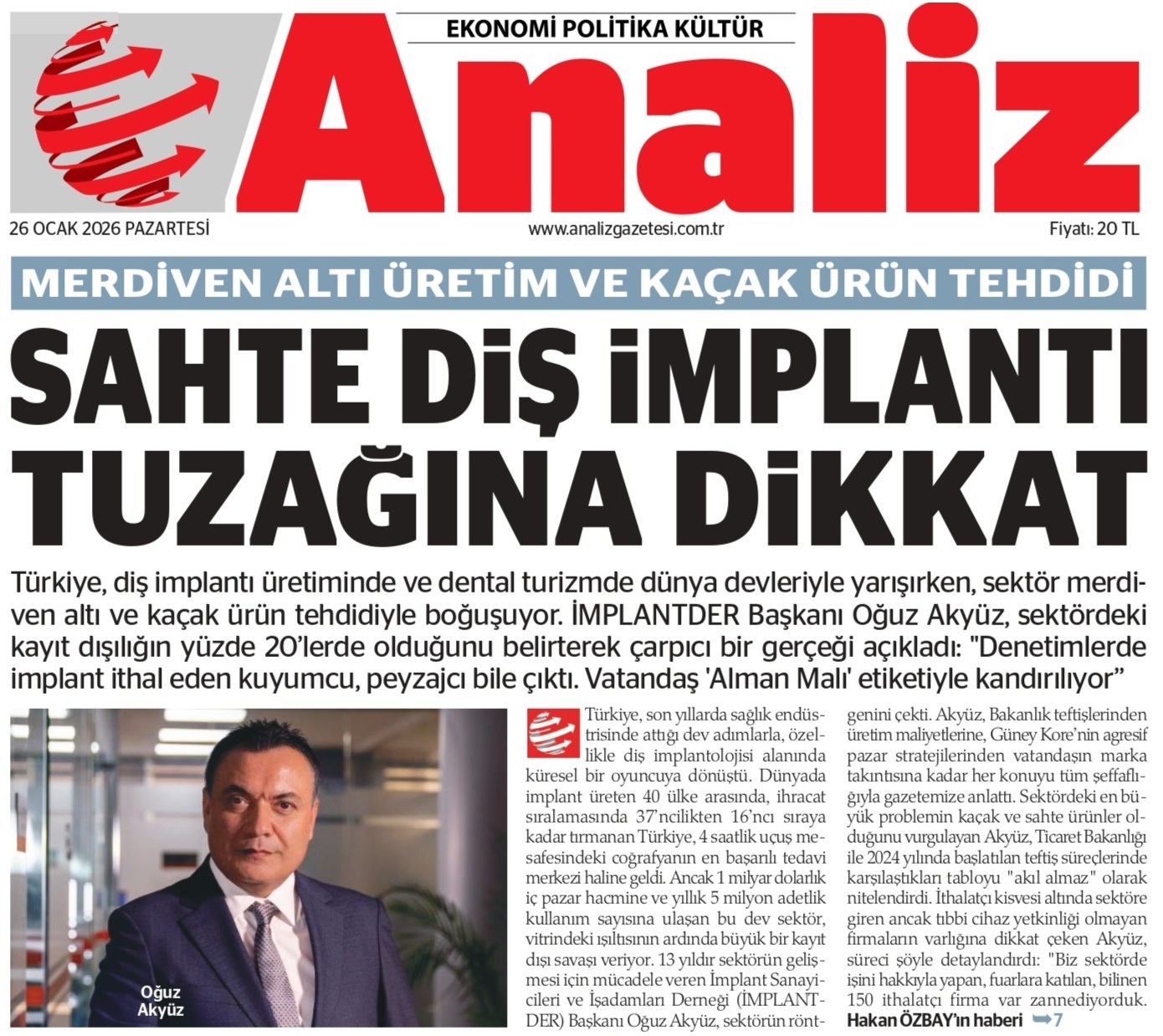 SAHTE DİŞ İMPLANTI TUZAĞINA DİKKAT - Analiz Gazetesi