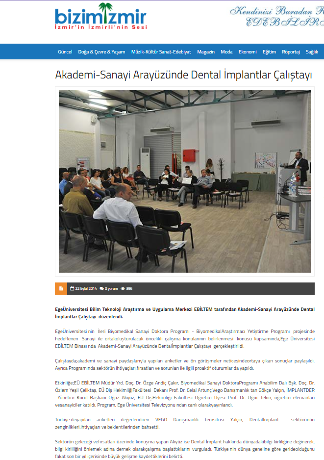 BİZİM İZMİR/ Akademi Sanayi Arayüzünde Dental İmplant Çalıştayı