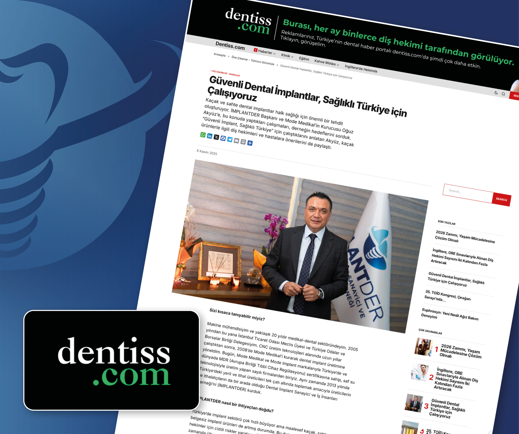 Dentiss.com - Güvenli Dental İmplantlar, Sağlıklı Türkiye için Çalışıyoruz